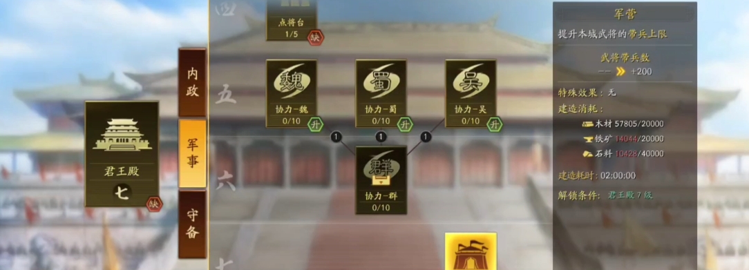 三国志战略版军营等级有什么影响