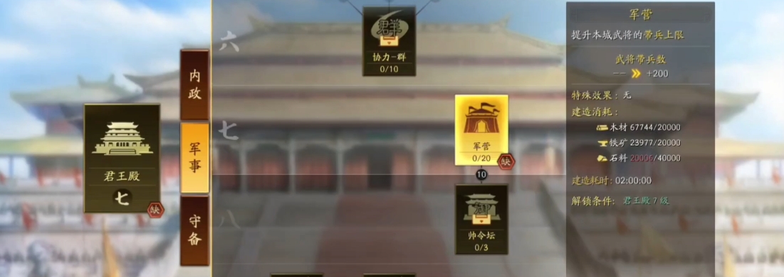三国志战略版军营等级有什么影响